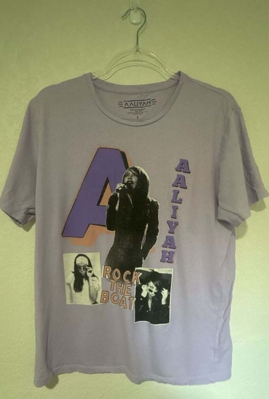 Aaliyah Official 'Rock The Boat' Graphic T-Shirt Purple Size L